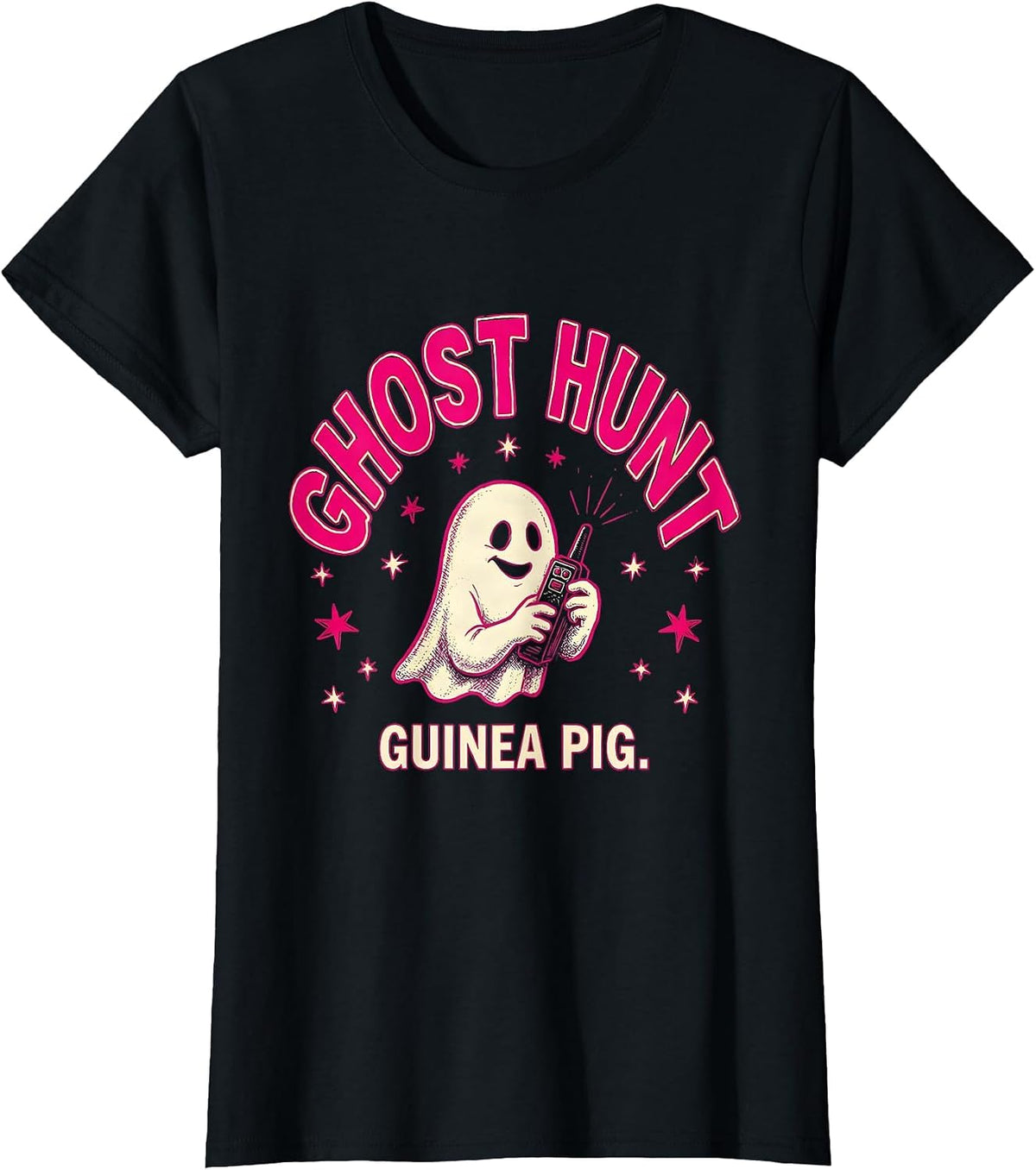 Ghost Hunt Guinea Pig Funny Ghost Hunting Halloween T-Shirt - Black