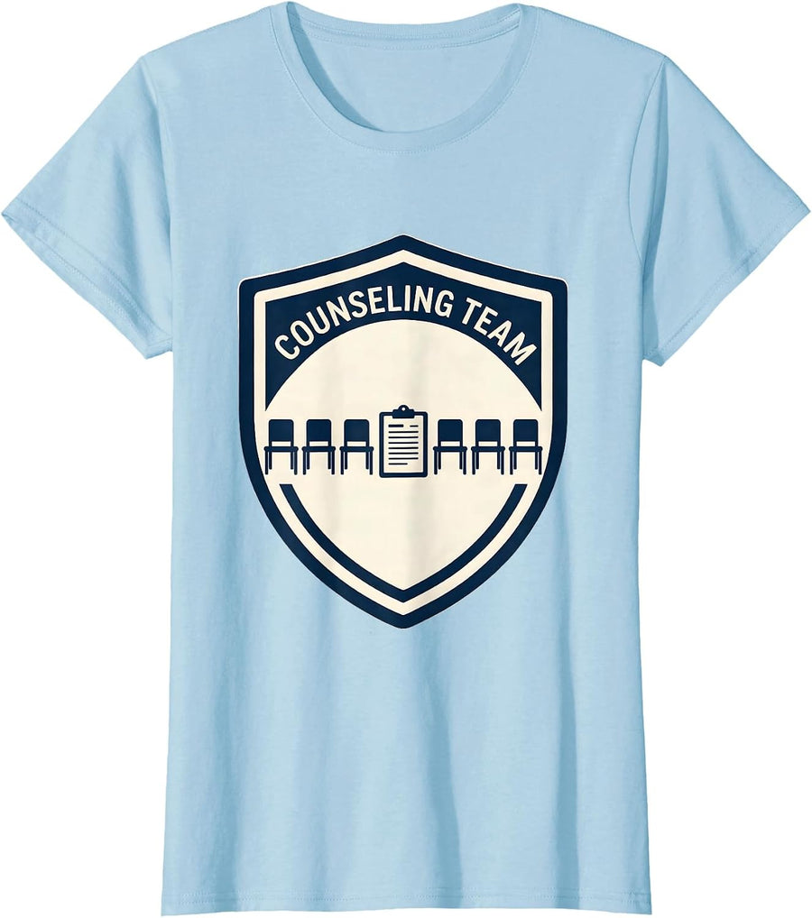 Women's Counseling Team Retro Groovy School Counselor Humor T-Shirt - Baby Blue