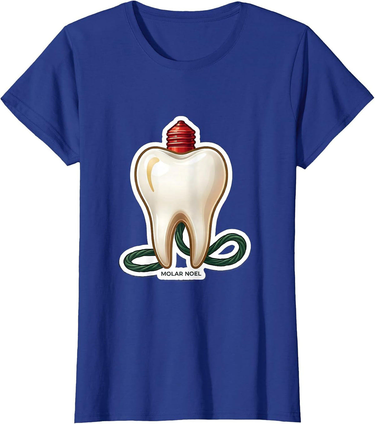 Women's Molar Noel Funny Dentist Dental Hygienist Christmas T-Shirt - Royal Blue