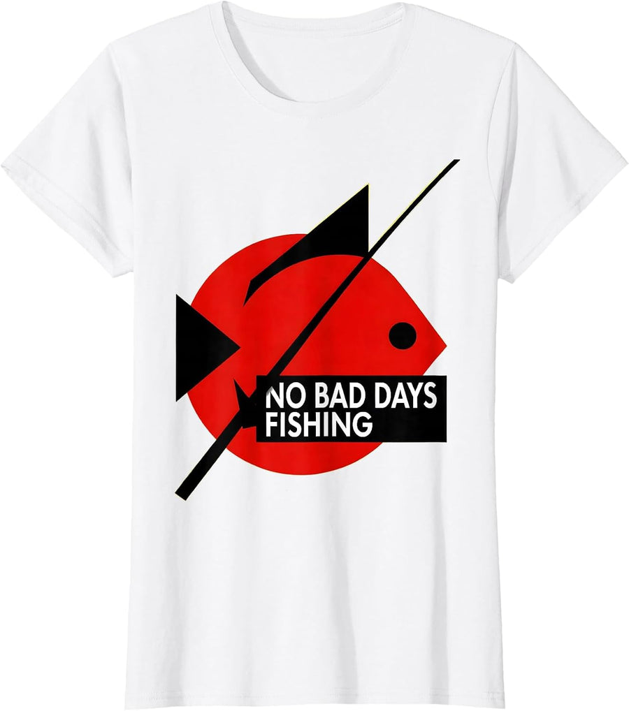 Women's No Bad Days Fishing Graphic Design T-Shirt - White
