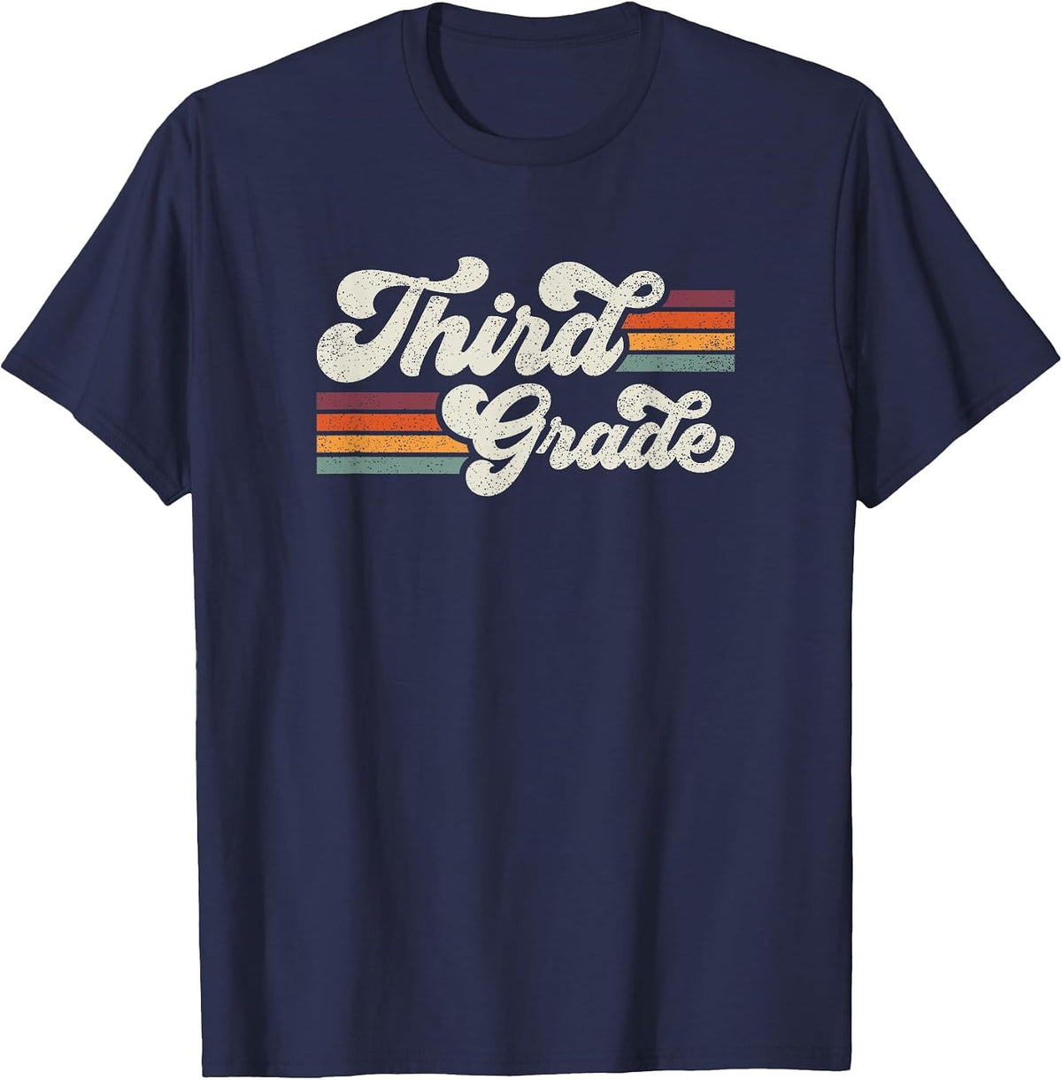 Retro Third Grade Teacher Back to School T-Shirt - Navy Blue