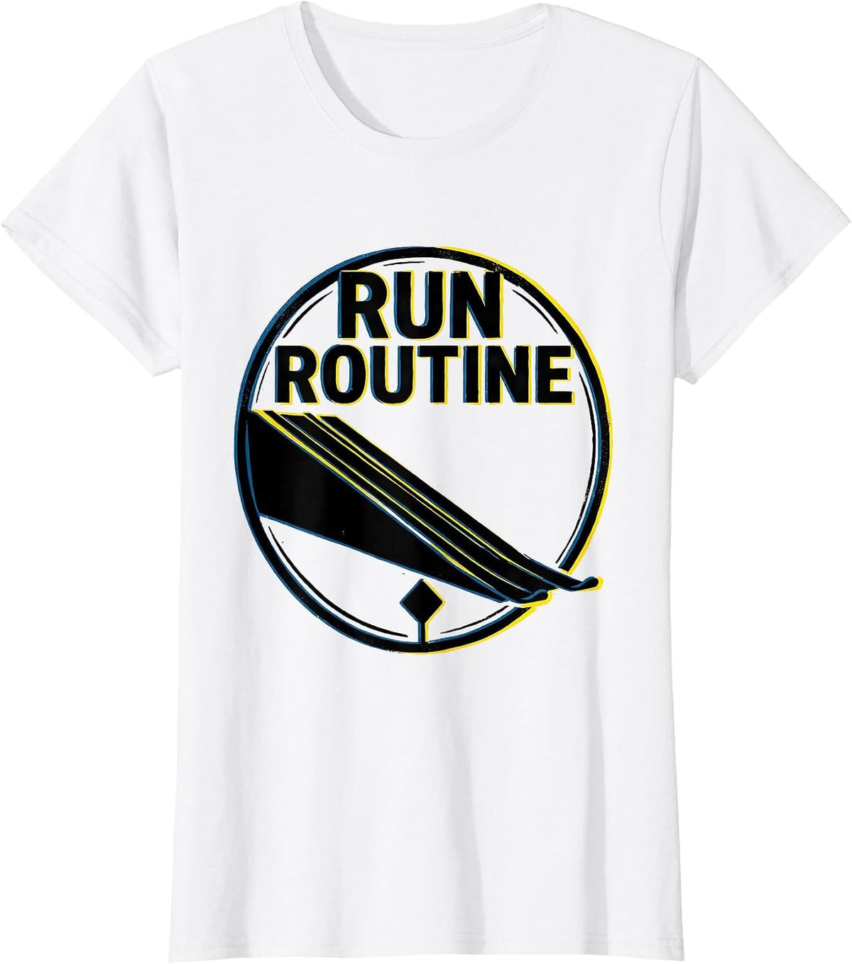 Run Routine Screenprint Poster Ski Dad Skiing Snowboarder T-Shirt - White