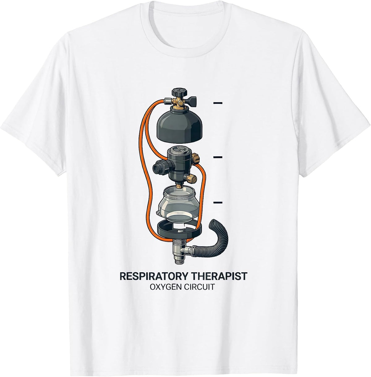 Men's Respiratory Therapist Oxygen Circuit Exploded View Medical T-Shirt - White