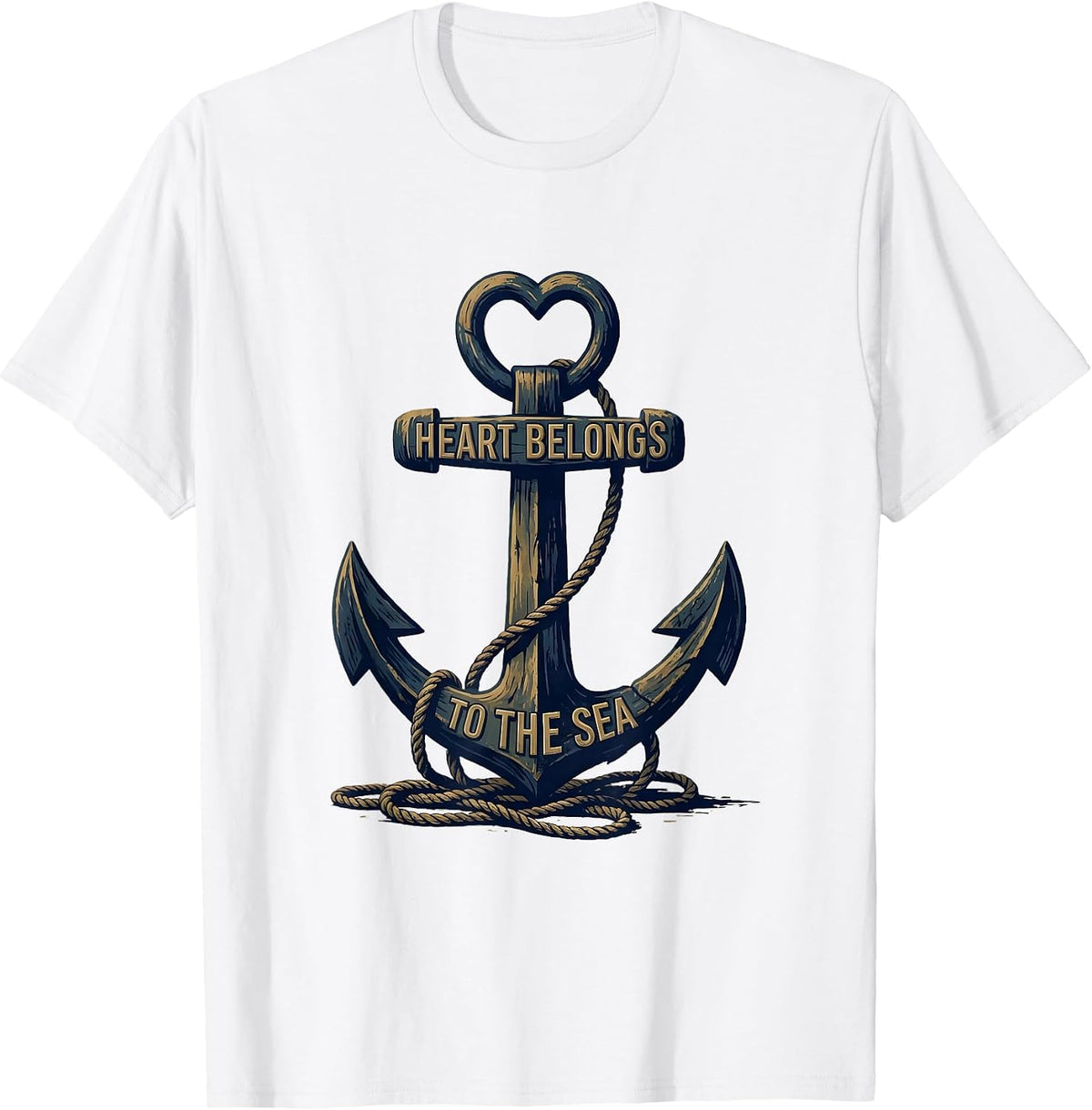 Men's Heart Belongs to the Sea Sailor Design T-Shirt - White