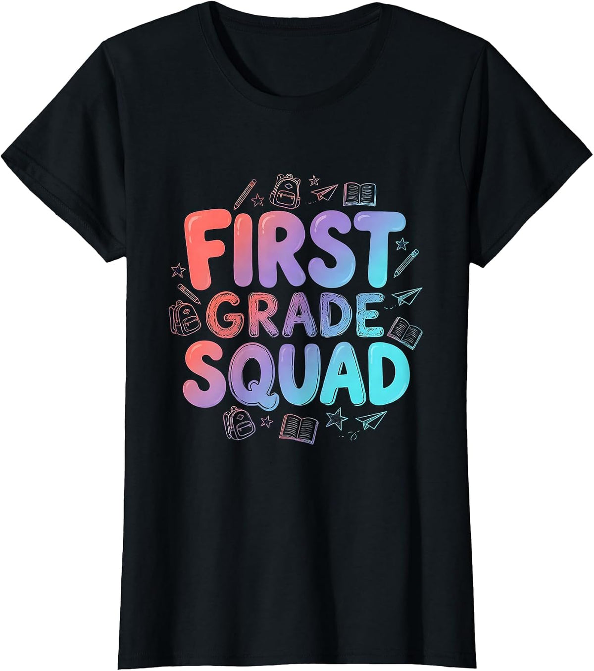 First Grade Squad Playful Teacher Back To School Grade-Level T-Shirt - Black
