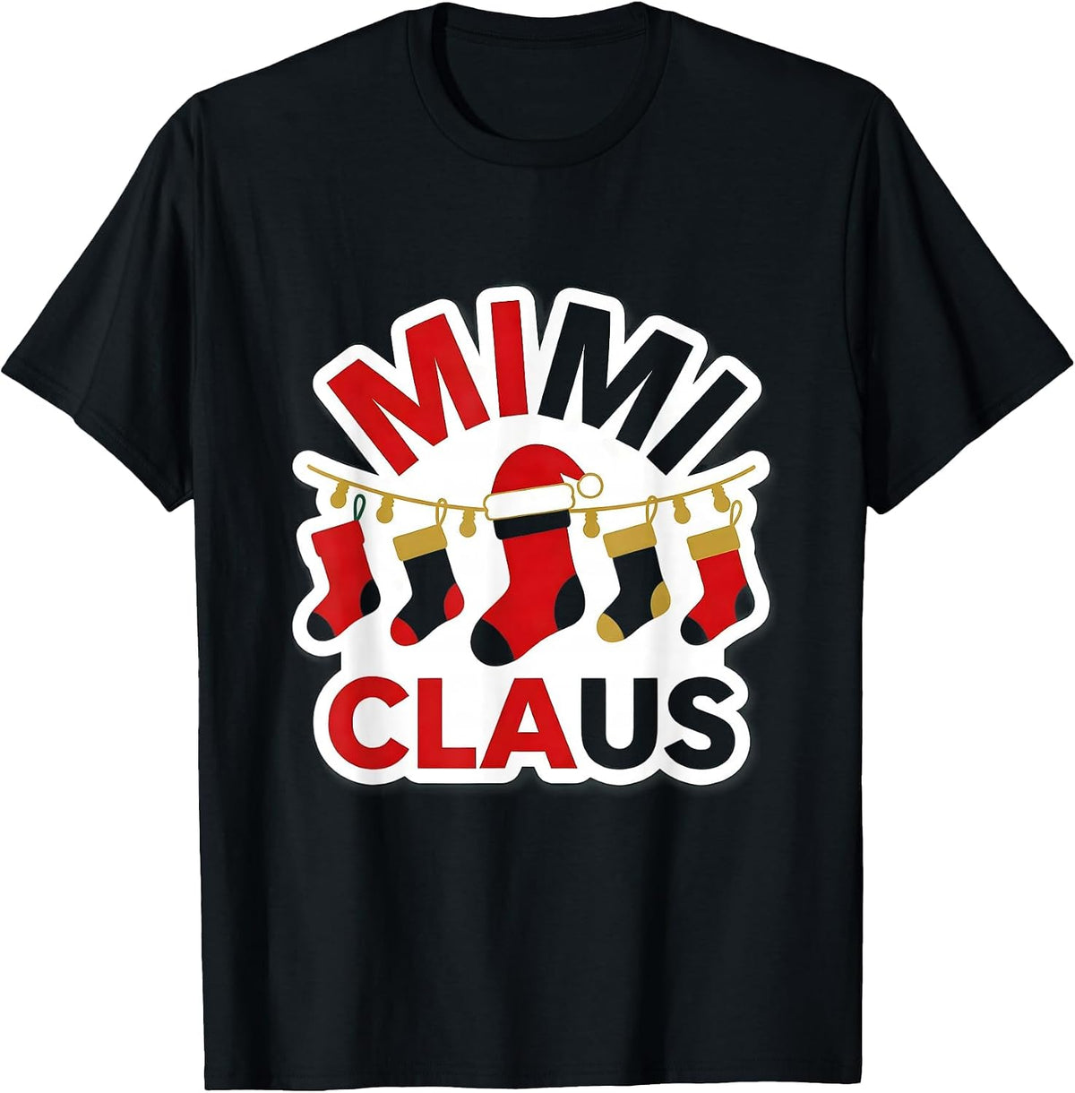 Men's Mimi Claus Family Matching Christmas Pajama Role Humor T-Shirt - Black