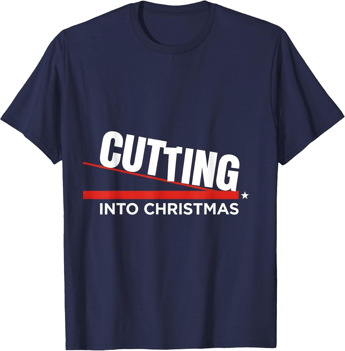Cutting Into Christmas New Wave Typography Snowboarder Gift T-Shirt - Navy Blue