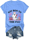 Say Boo to The Flu Shirt Funny Nurse Ghost Halloween T-Shirt Unisex - Sky Blue