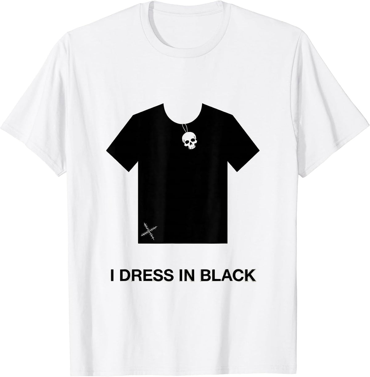 Men's I Dress In Black Minimalist Y2K Grunge Goth Alt Skull T-Shirt - White