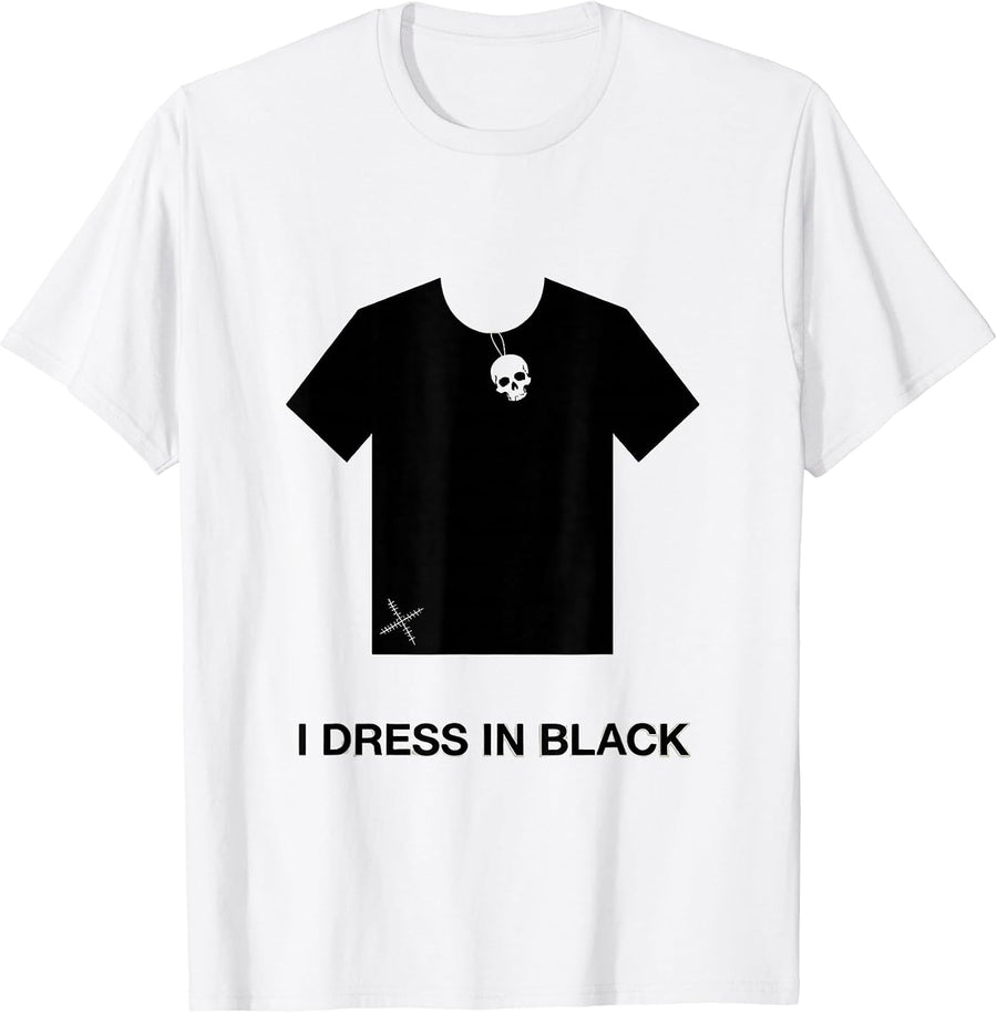 Men's I Dress In Black Minimalist Y2K Grunge Goth Alt Skull T-Shirt - White