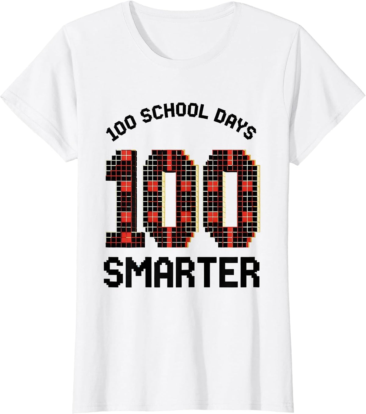 100 School Days Smarter Pixel Art School Milestone 100th Day T-Shirt - White