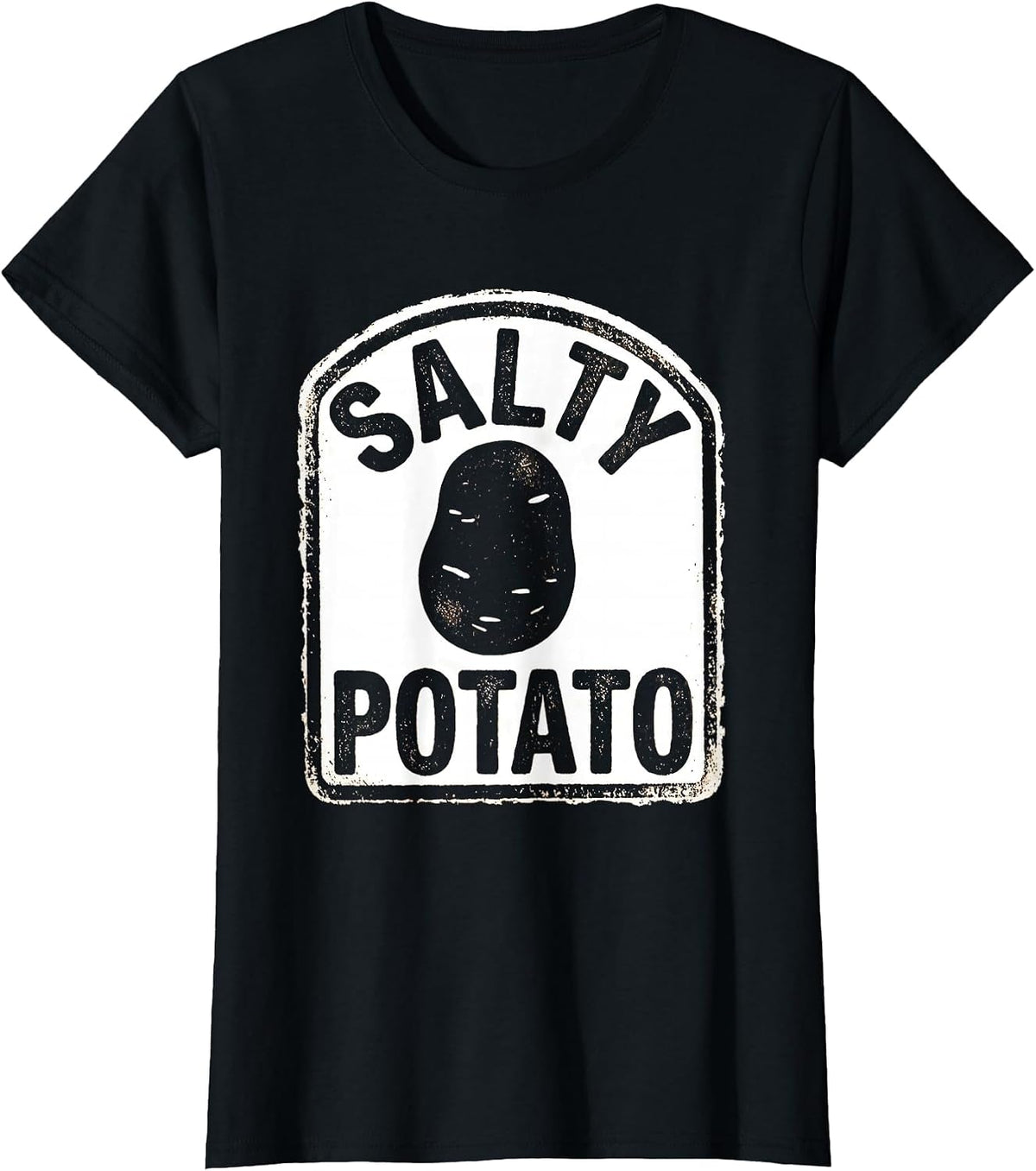 Women's Salty Potato Rubber Stamp Funny Potato Couple Thanksgiving T-Shirt - Black