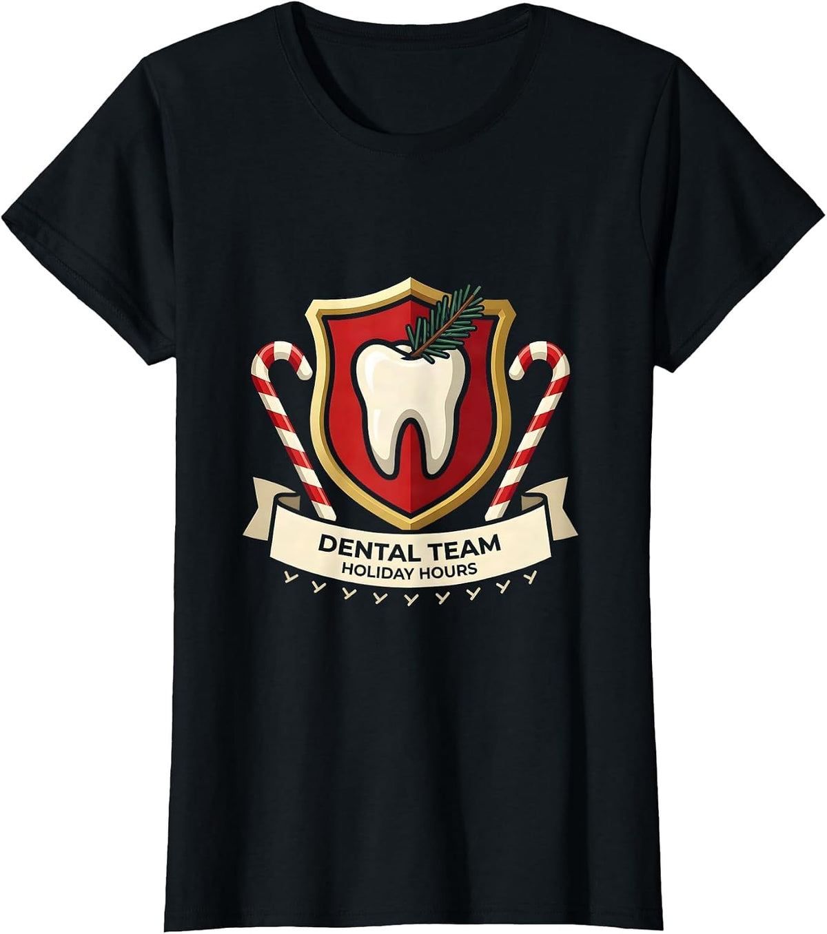 Women's Dental Team Holiday Hours Funny Dentist Christmas Dental T-Shirt - Black