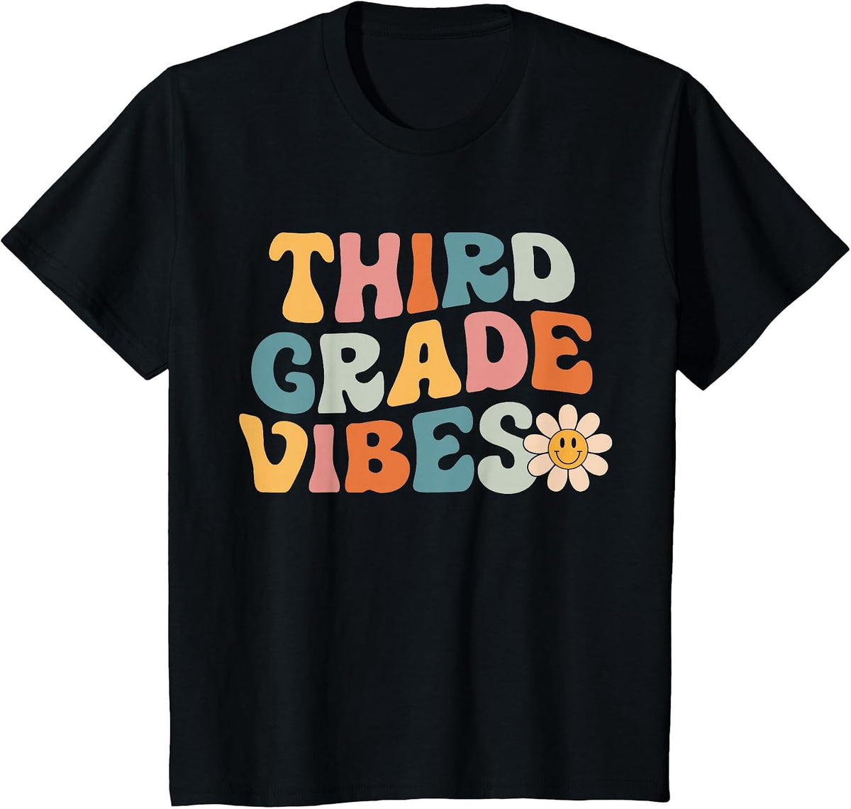 Third Grade Vibes - 3rd Grade Team Retro 1st Day of School T-Shirt - Black