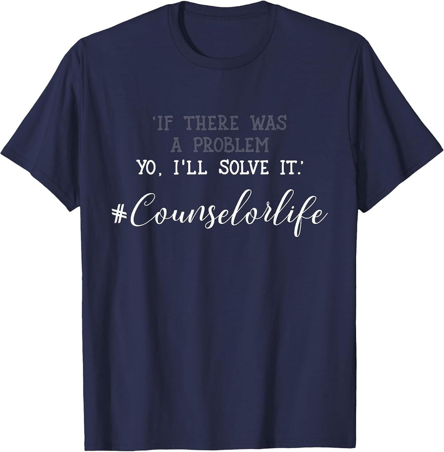 School Counselor T-Shirt Problem Solver Counselor Tshirt T-Shirt - Navy Blue