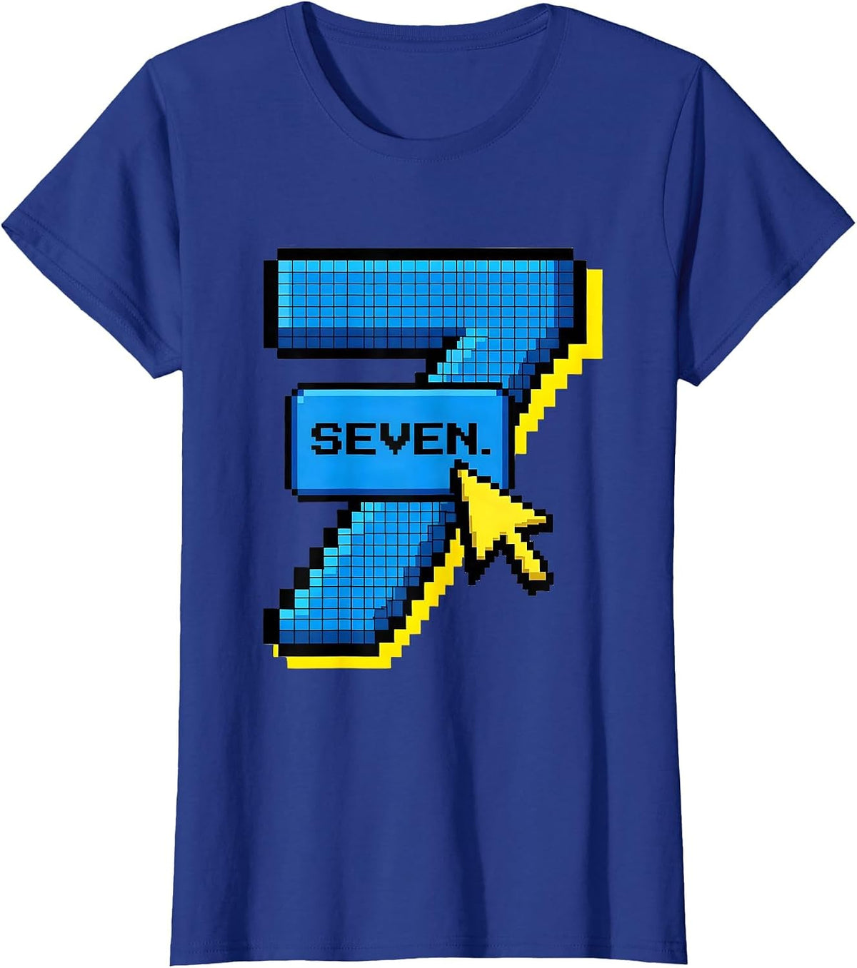 Women's SEVEN Pixel Art Funny Halloween Couple Costume T-Shirt - Royal Blue
