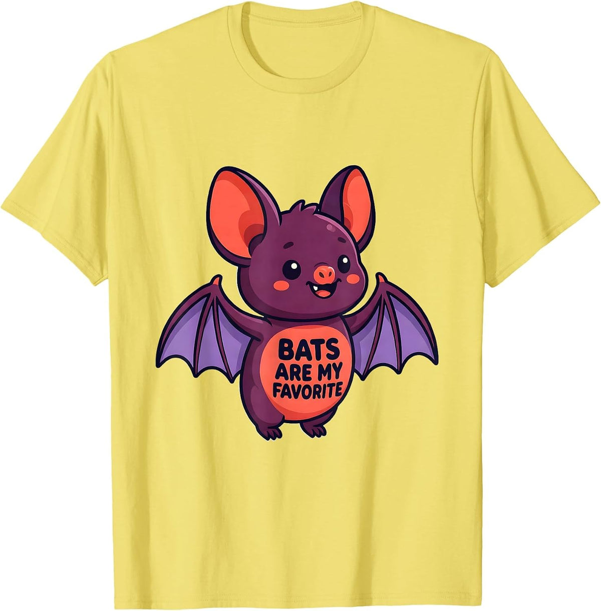 Men's Bats Are My Favorite Cute Kawaii Bat Lover Wildlife Humor T-Shirt - Lemon Yellow