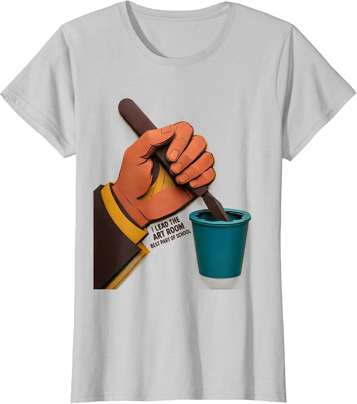 Women's I Lead The Art Room, Best Part Of School Art Teacher T-Shirt - Silver Grey