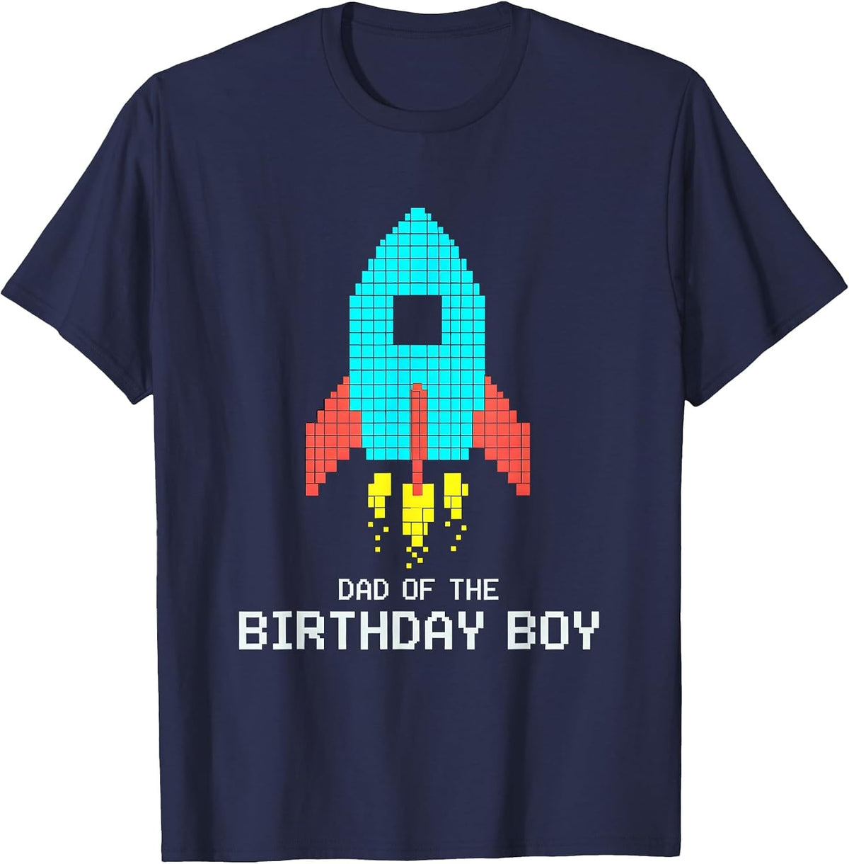 Men's Dad Of The Birthday Boy Pixel Art Family Matching Party T-Shirt - Navy Blue