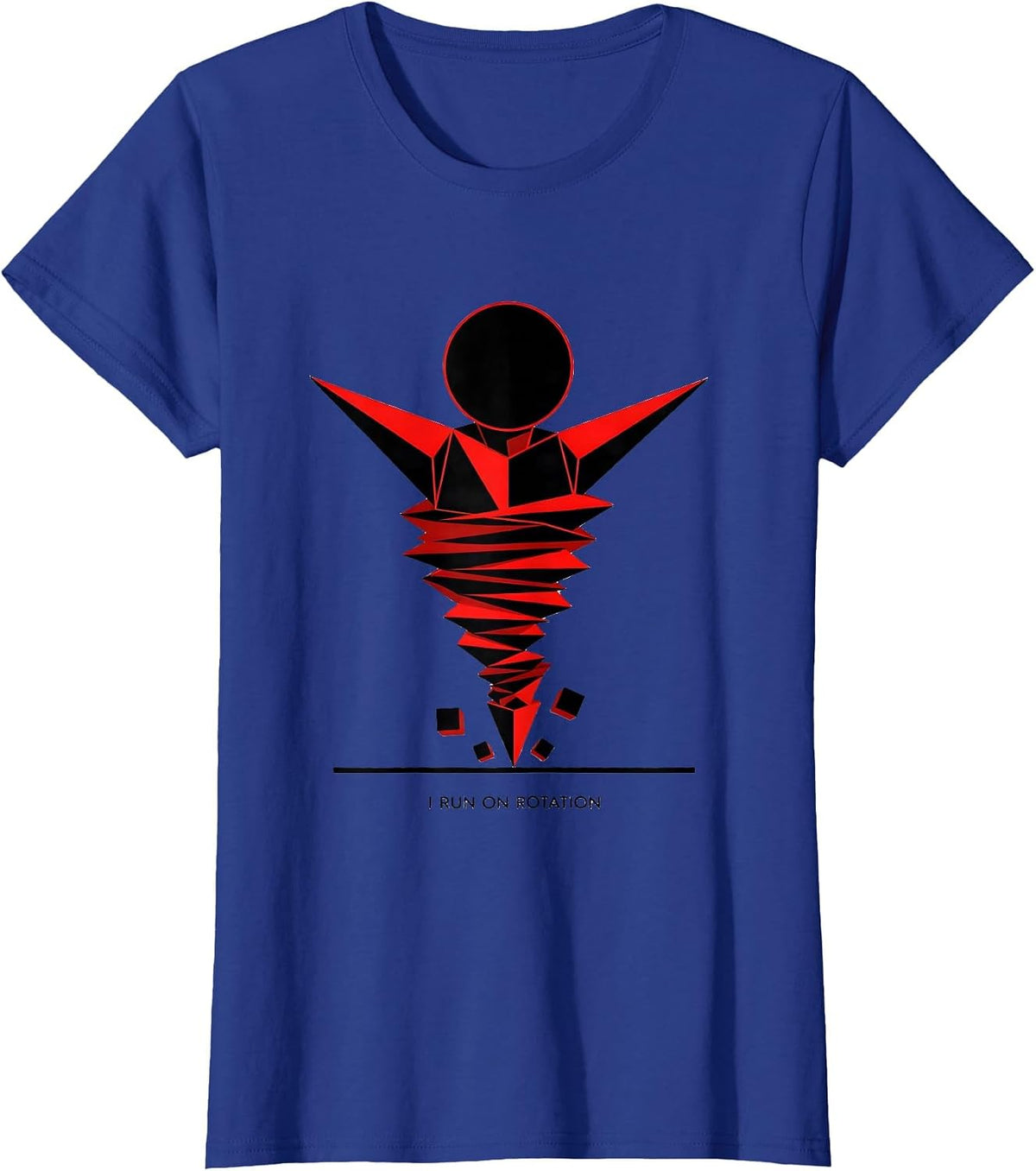 Women's I Run On Rotation Geometric Tornado Storm Chaser Meteorology T-Shirt - Royal Blue