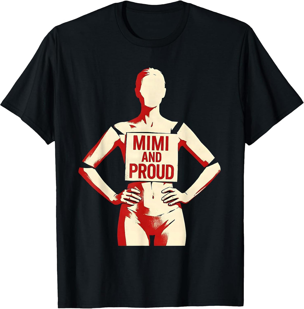 Men's Mimi And Proud Grandma Design T-Shirt - Black