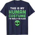 Halloween Human Costume Im Alien Funny Men Women Kids Boys T-Shirt - Navy Blue
