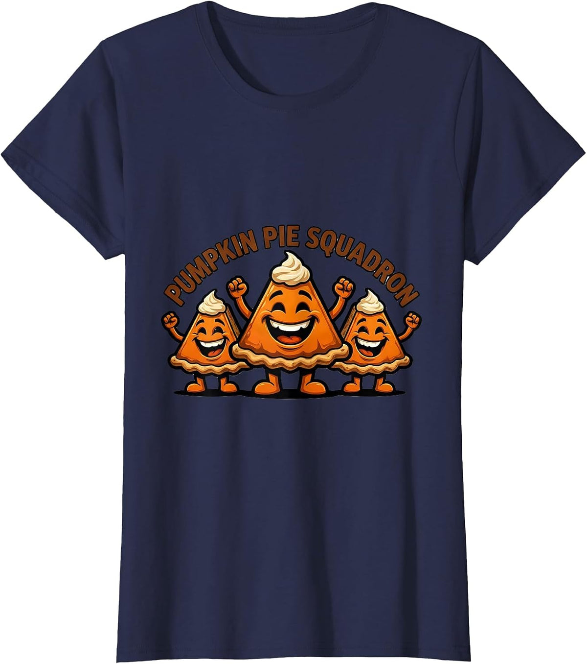Women's Pumpkin Pie Squadron Funny Thanksgiving Pie Lover Squad T-Shirt - Navy Blue
