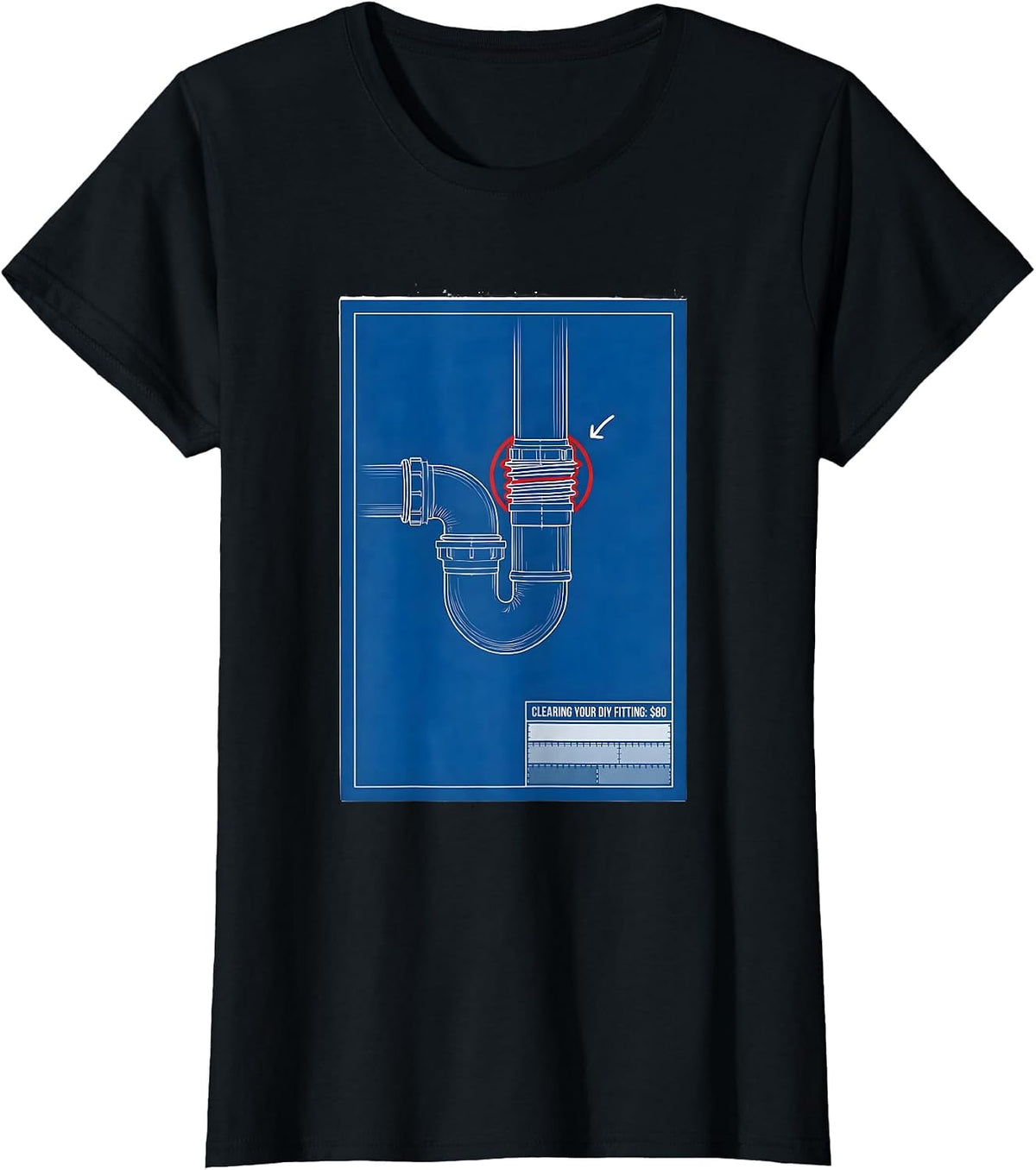 Women's Clearing Your DIY Fitting: $80 Funny Plumber Pipefitter T-Shirt - Black