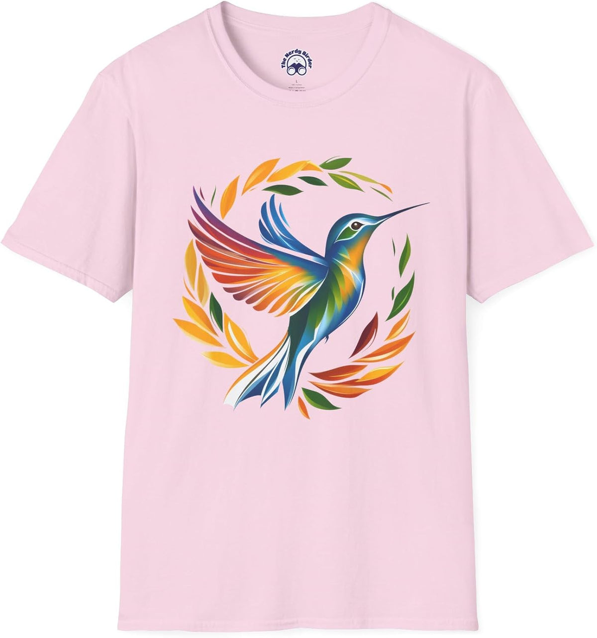 Hummingbird Rainbow Softstyle T-Shirt - Light Pink