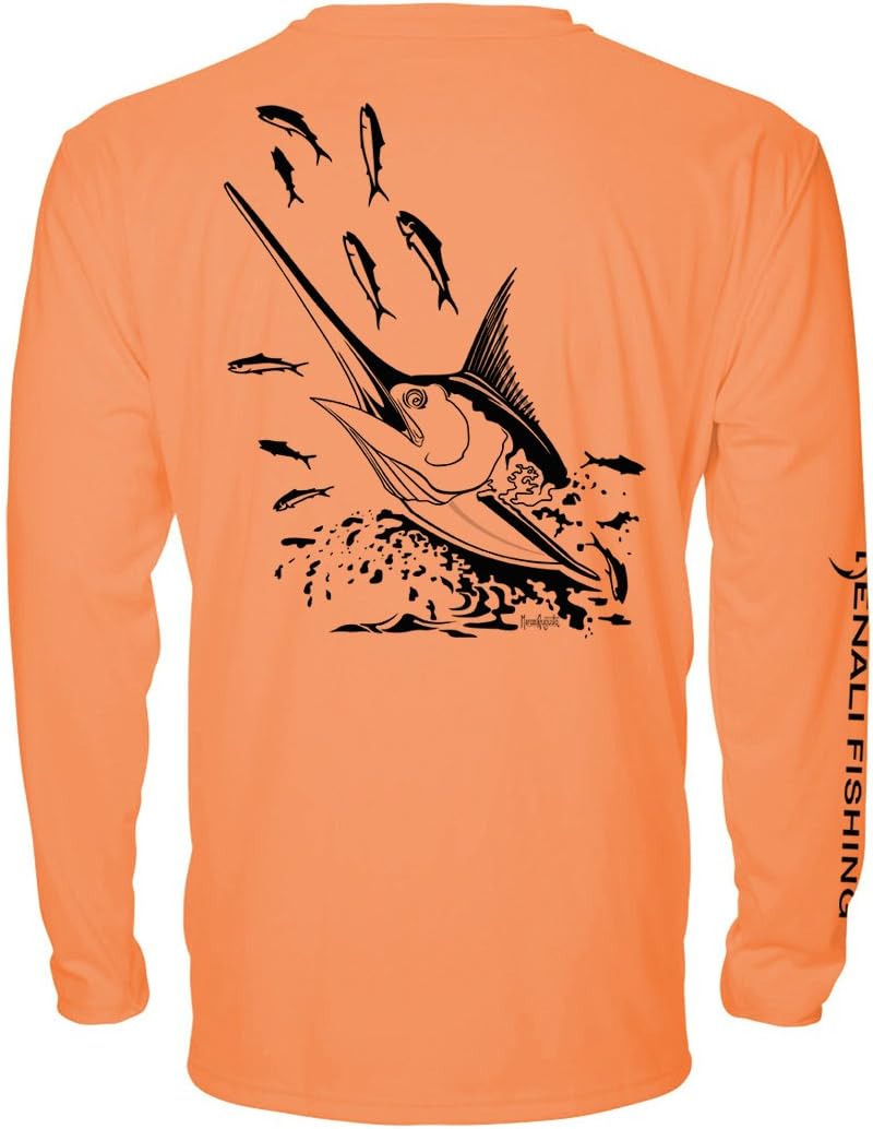 Denali Men's Fishing Tournament Marlin Teaser UPF 50+ Long Sleeve T-Shirt, UV Protection, Signature Logo Fisherman's Shirt -