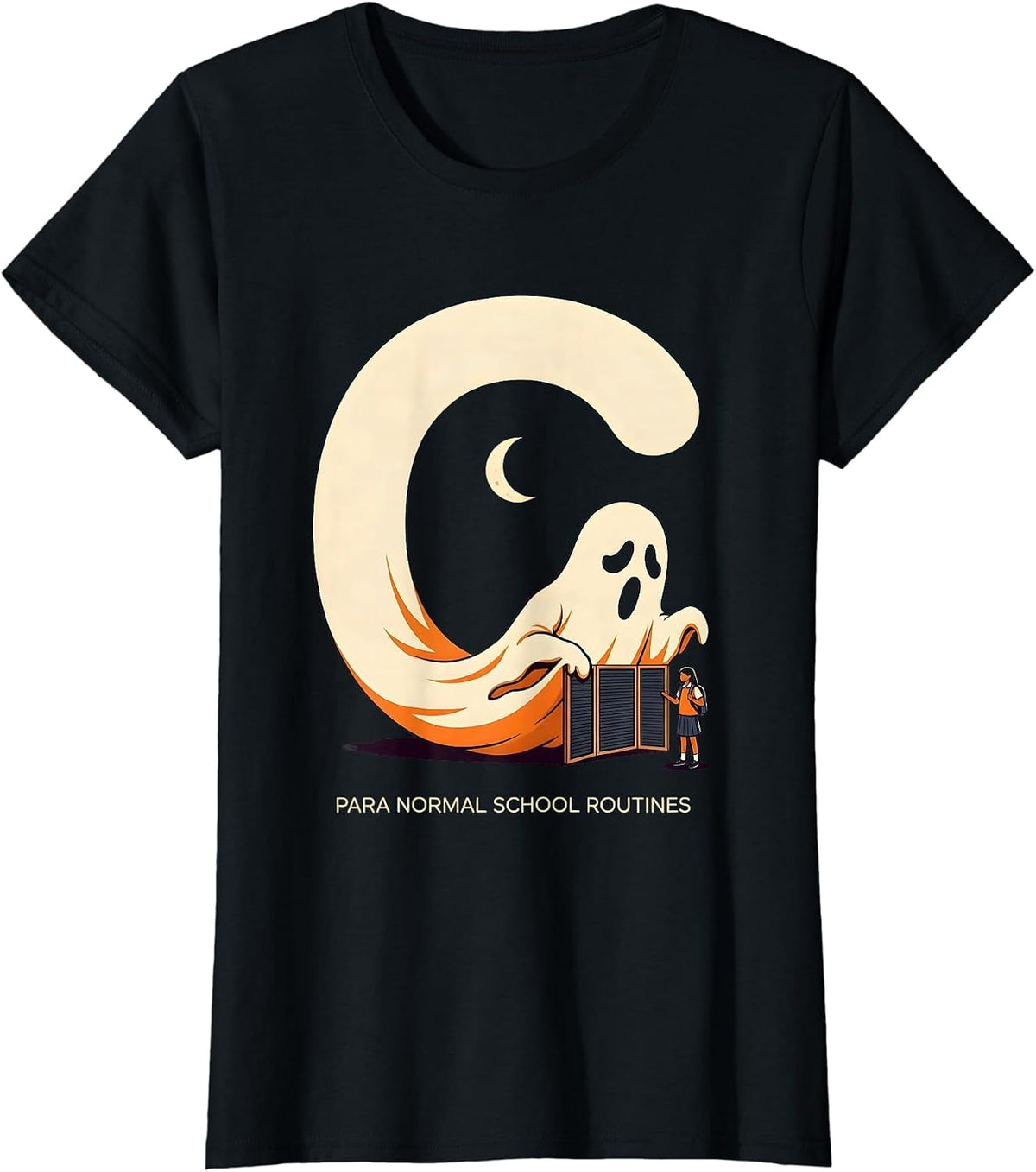 Women's Para Normal School Routines Funny Ghost Paraprofessional T-Shirt - Black