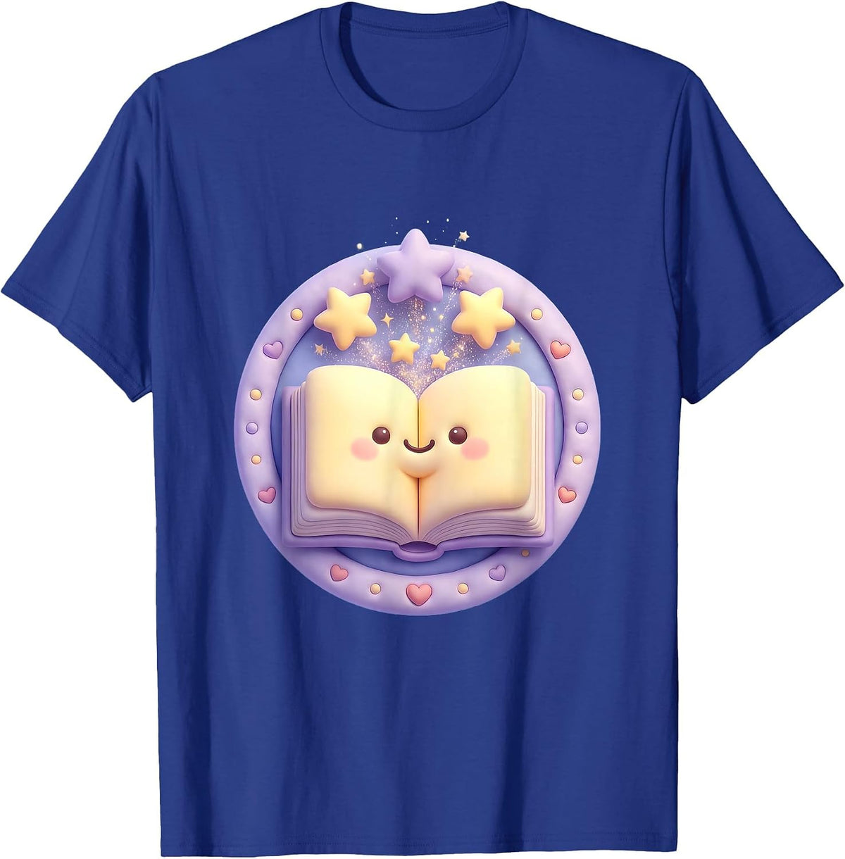 First Grade Teacher Open Book Stars Graphic T-Shirt - Royal Blue