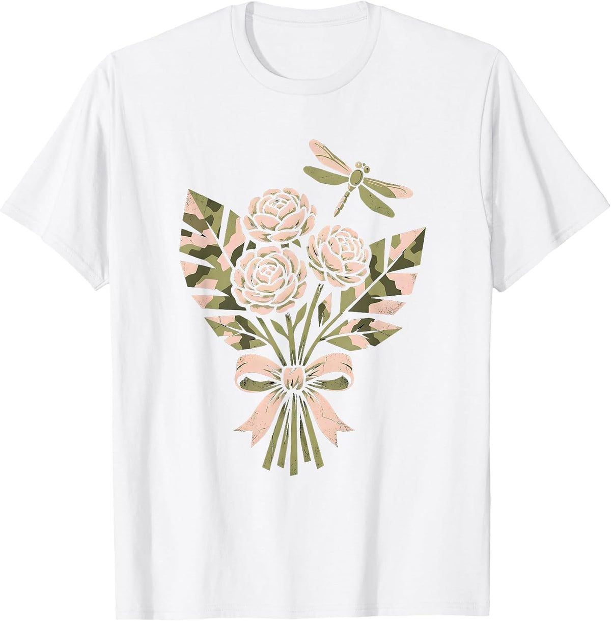 Men's Camo Archer Drawing Bow Illustration T-Shirt - White