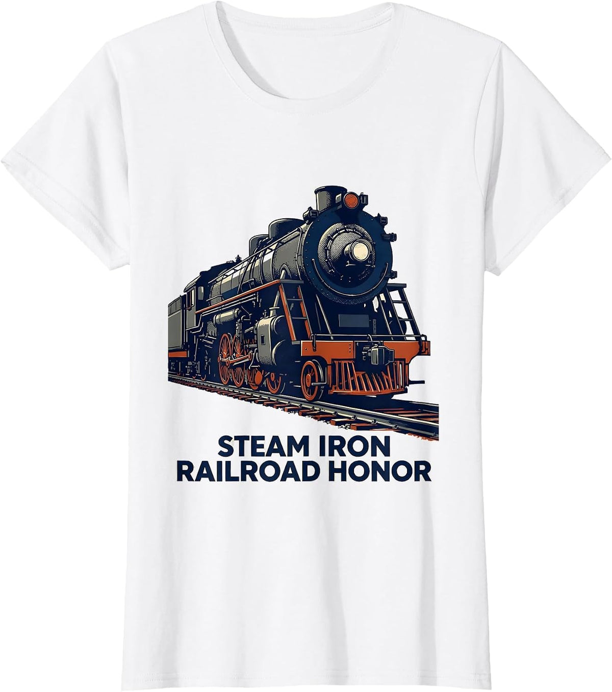 Women's Steam Iron Railroad Honor Vintage Steam Locomotive Train T-Shirt - White