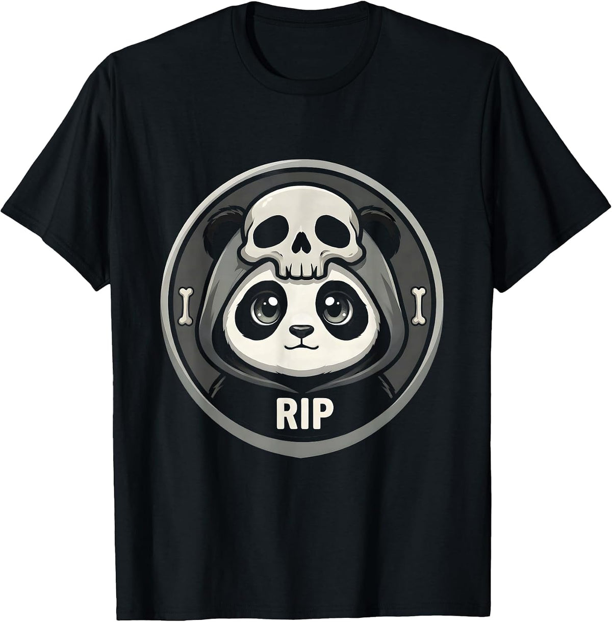 Men's RIP Horror Anime Gothic Kawaii Pastel Goth Chibi Panda T-Shirt - Black
