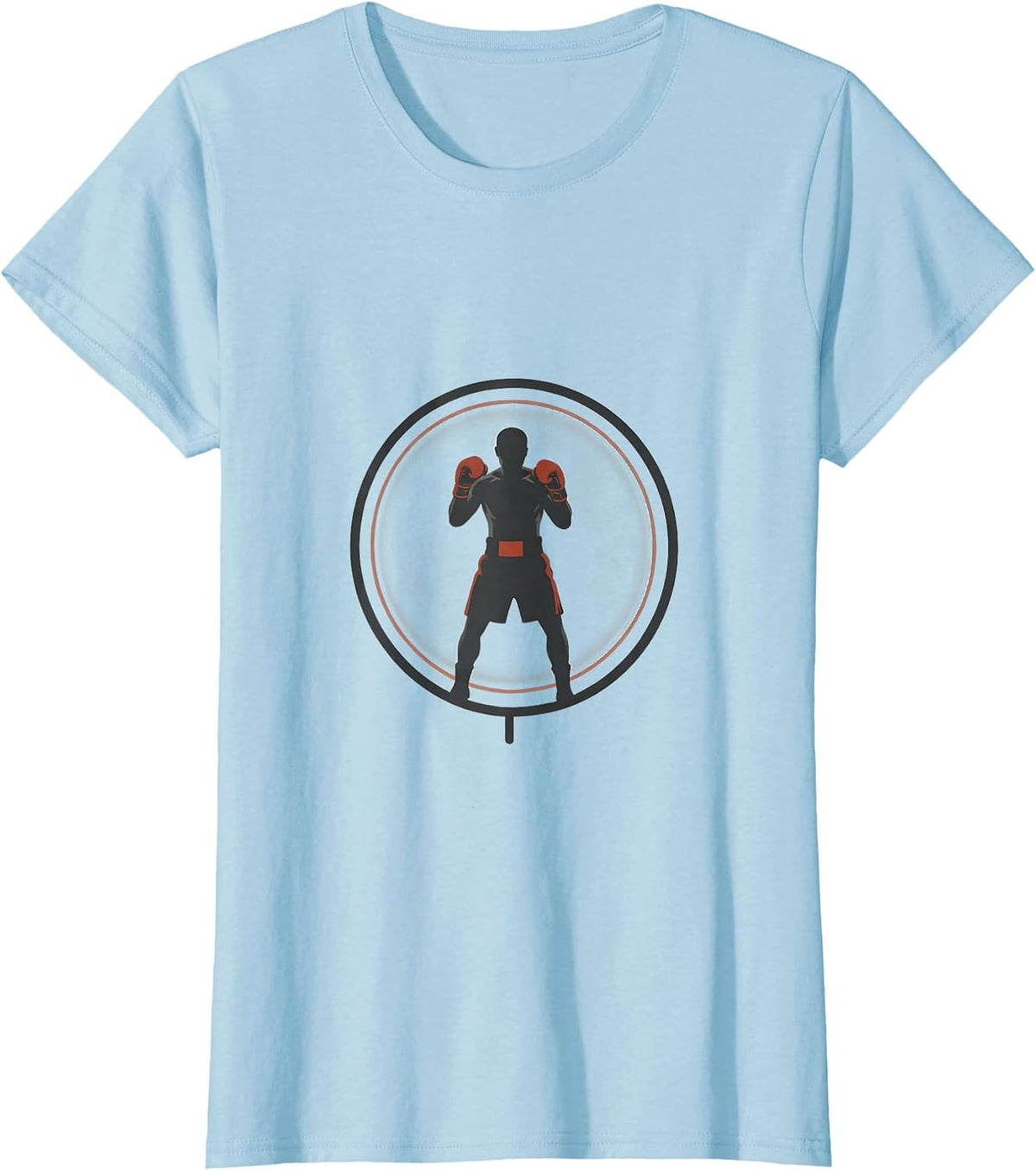 Boxer Silhouette Minimalist Gym Badge Boxing Enthusiast T-Shirt - Baby Blue