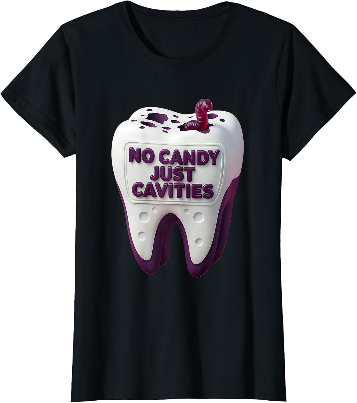 No Candy Just Cavities Halloween Dental Design T-Shirt - Black