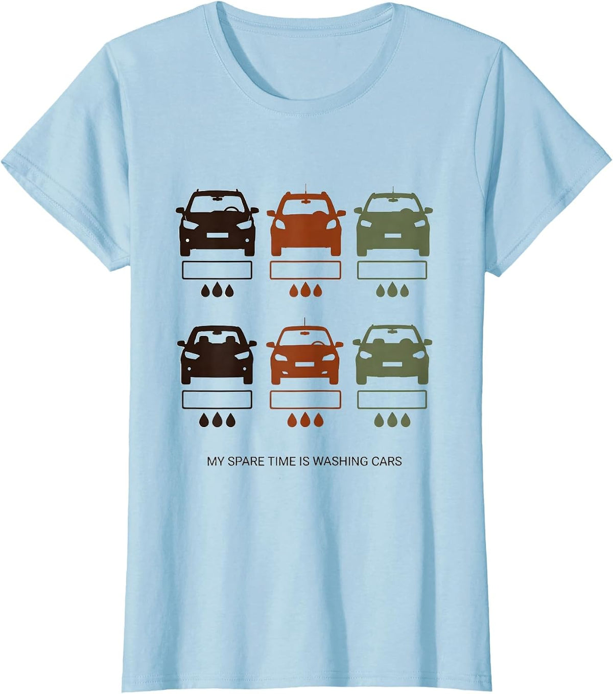 My Spare Time Is Washing Cars Funny Car Enthusiast Car Lover T-Shirt - Baby Blue