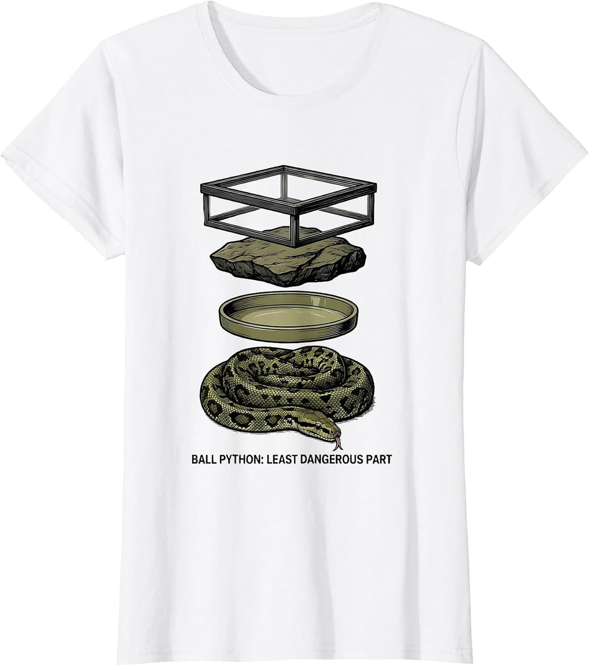 Ball Python: Least Dangerous Part Funny Snake Lover Meme T-Shirt - White