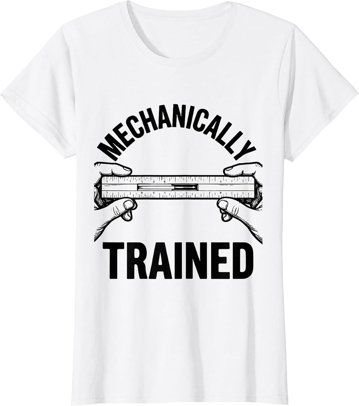 Women's Mechanically Trained Slide Rule Retro Math Engineer Humor T-Shirt - White