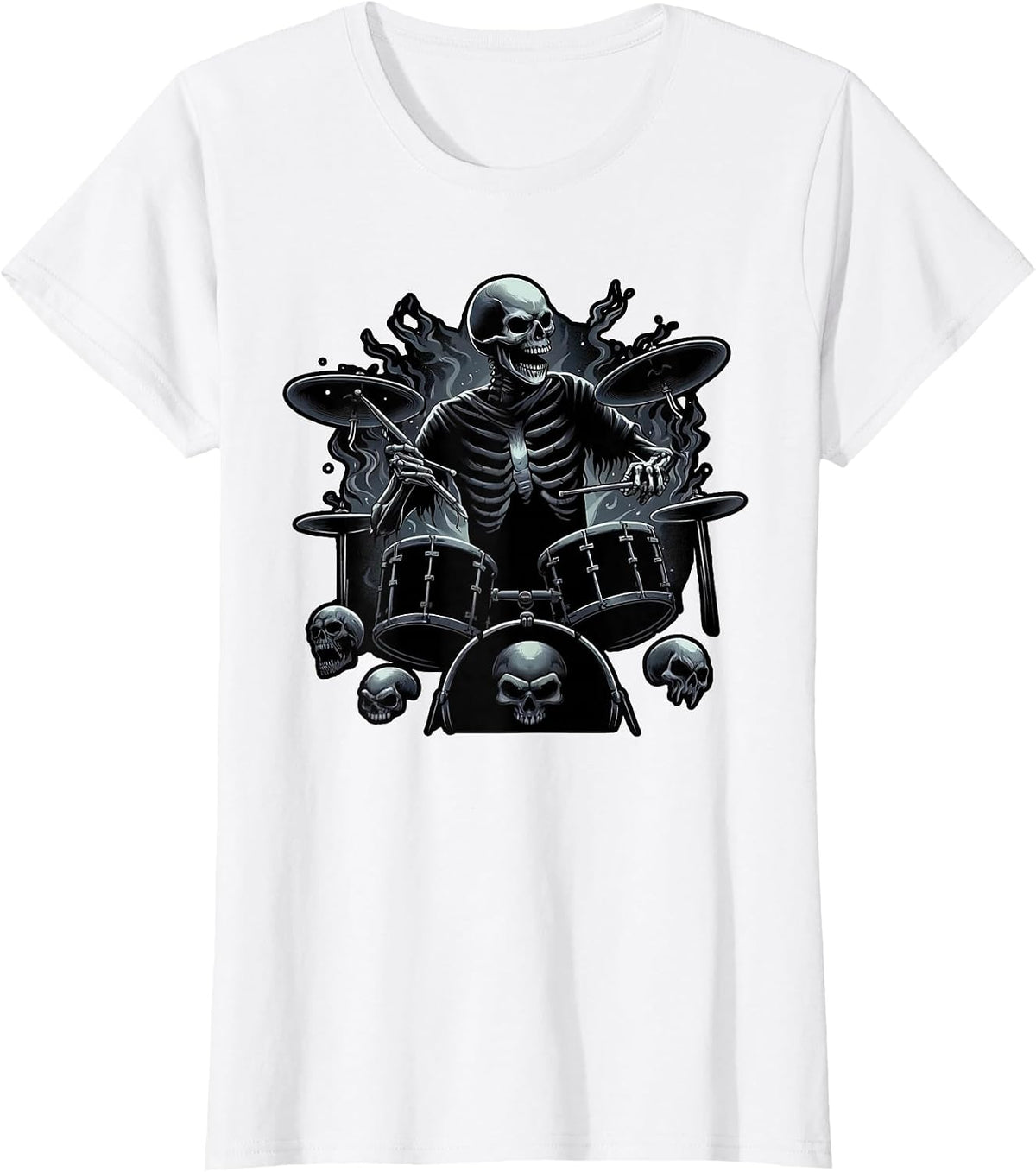 Playing Drums Skeleton Lover for Drummers T-Shirt - White