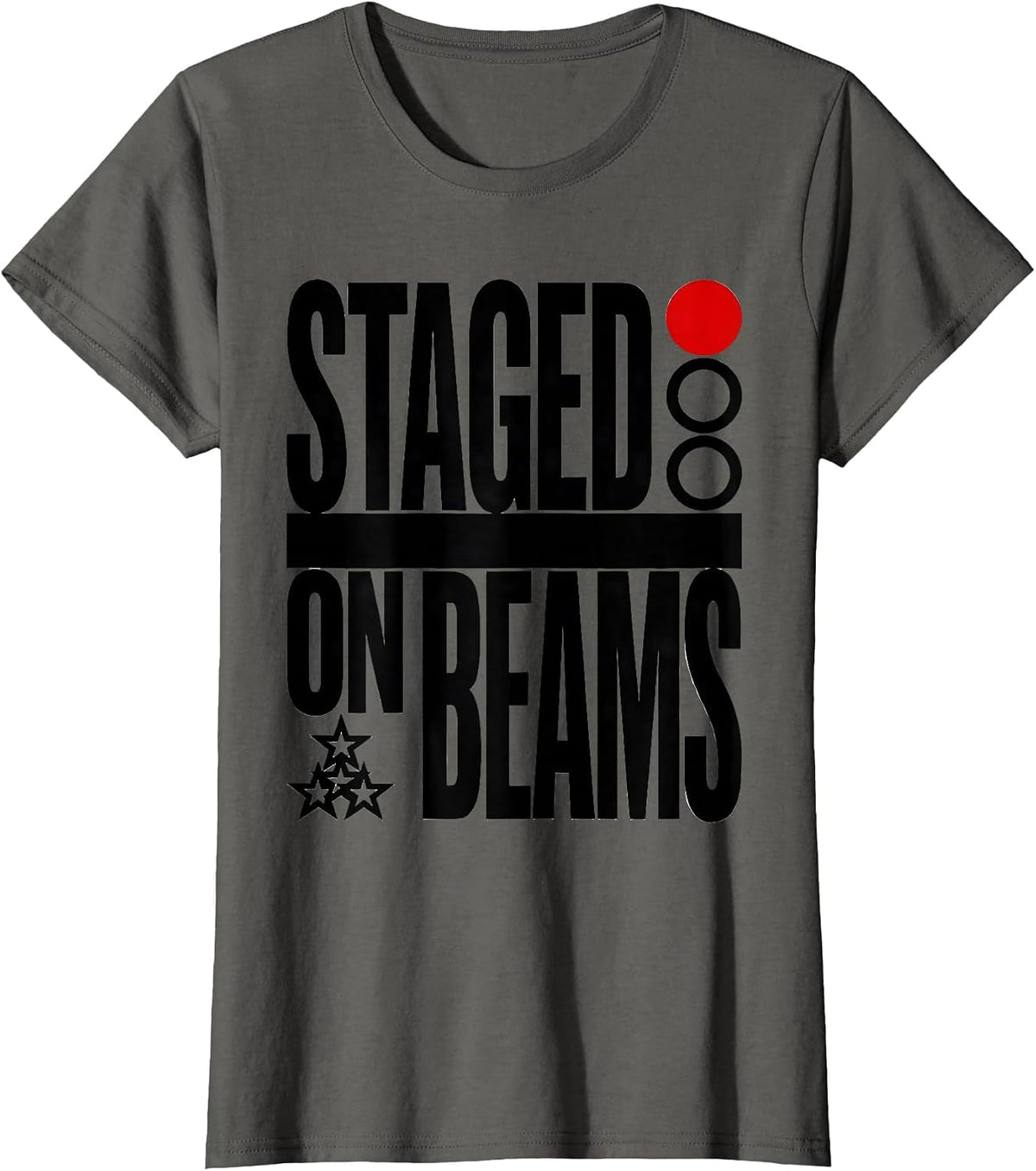 Women's Staged On Beams Brutalist Graphic RC Car Racing American T-Shirt - Asphalt Grey