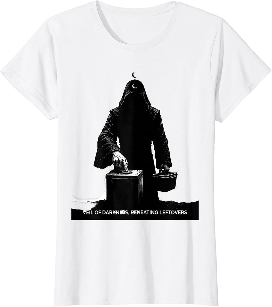 Women's Veil Of Darkness Reheating Leftovers Goth Alt Emo Aesthetic T-Shirt - White