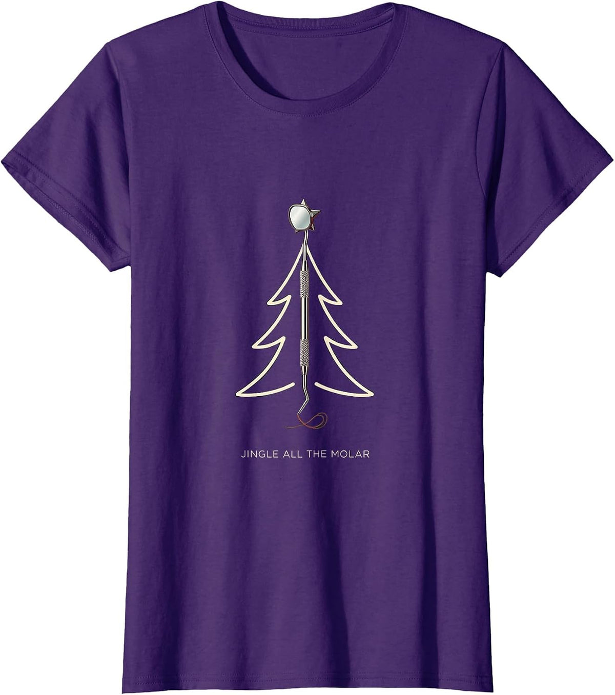 Women's Jingle All the Molar Funny Dentist Christmas Dental Staff T-Shirt - Purple