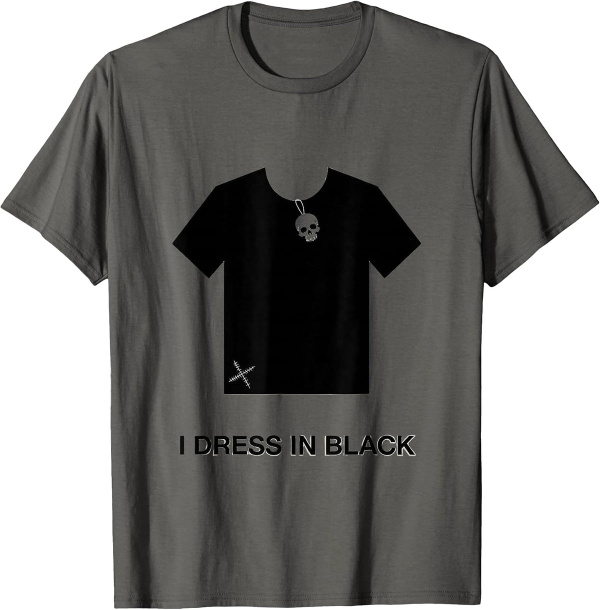 Men's I Dress In Black Minimalist Y2K Grunge Goth Alt Skull T-Shirt - Asphalt Grey