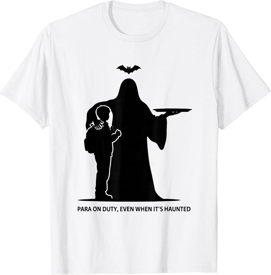 Men's Para On Duty Even When It's Haunted Funny Paraprofessional T-Shirt - White