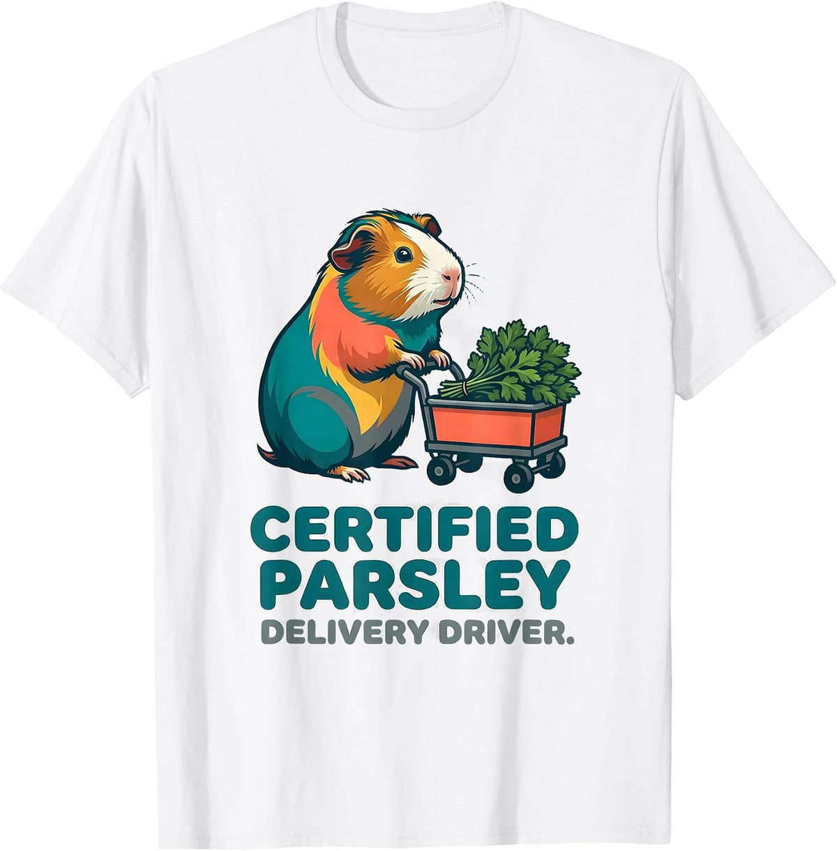 Men's Certified Parsley Delivery Driver Funny Guinea Pig Owner T-Shirt - White