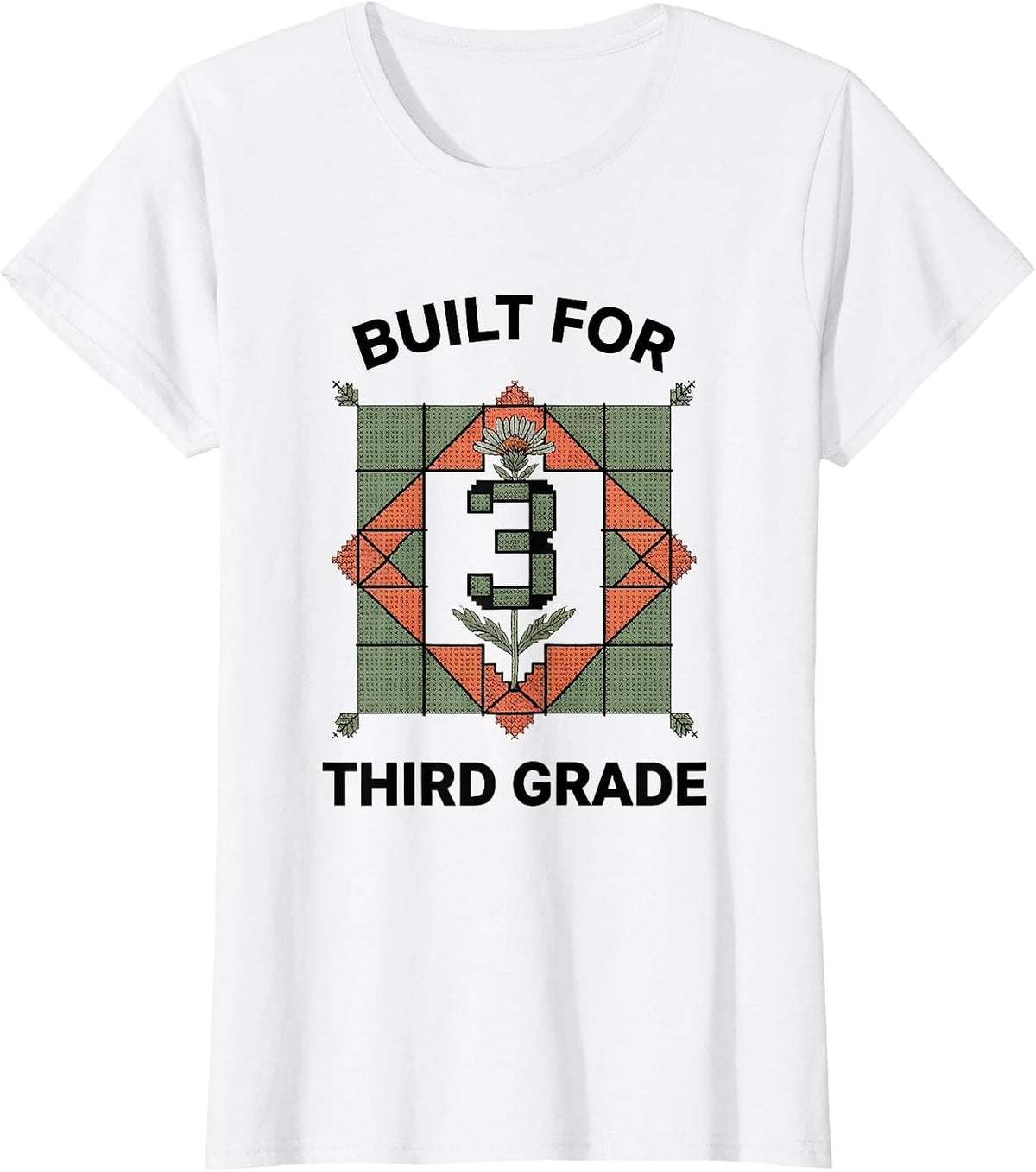 Built For Third Grade Vintage Teacher Wildflower T-Shirt - White