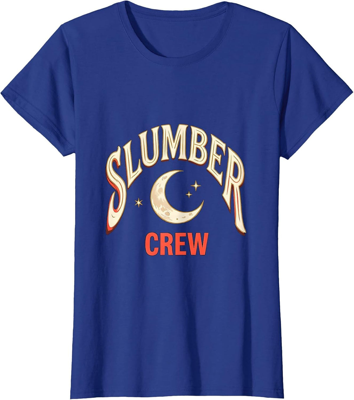 Women's Slumber Crew Sign Painter Showcard Sleepover Squad Matching T-Shirt - Royal Blue
