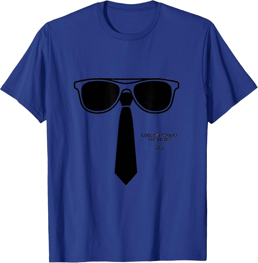 Coolest Man in the Room, 1961 Retro JFK Political Nostalgia T-Shirt - Royal Blue